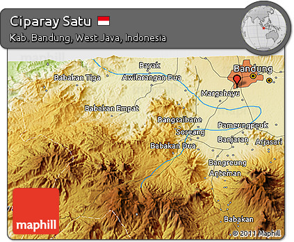 Physical 3D Map of Ciparay Satu