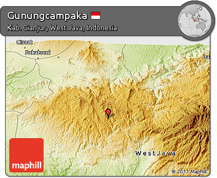 Physical 3D Map of Gunungcampaka