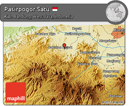 Physical 3D Map of Pasirpogor Satu