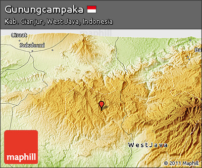 Physical 3D Map of Gunungcampaka