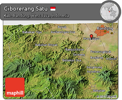 Satellite 3D Map of Ciborerang Satu