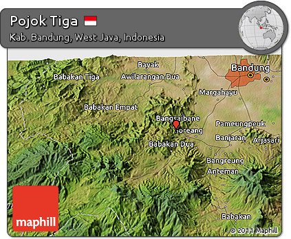 Satellite 3D Map of Pojok Tiga