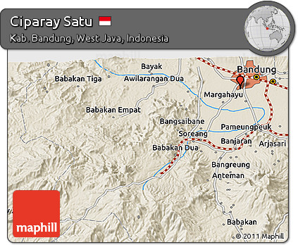Shaded Relief 3D Map of Ciparay Satu