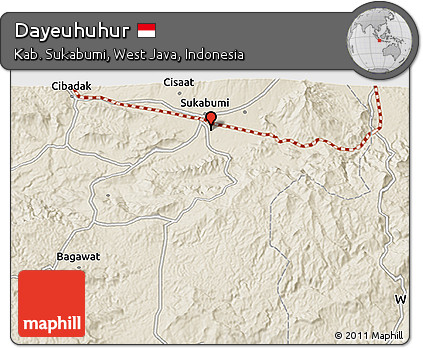 Shaded Relief 3D Map of Dayeuhuhur