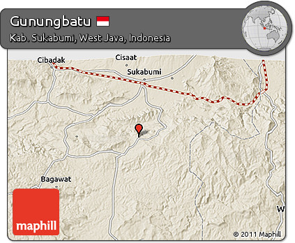 Shaded Relief 3D Map of Gunungbatu