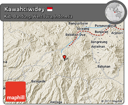 Shaded Relief 3D Map of Kawahciwidey