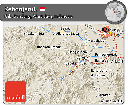 Shaded Relief 3D Map of Kebonjeruk