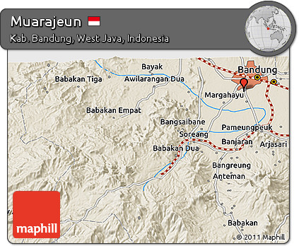Shaded Relief 3D Map of Muarajeun