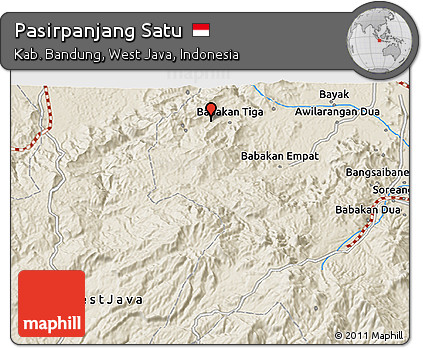 Shaded Relief 3D Map of Pasirpanjang Satu