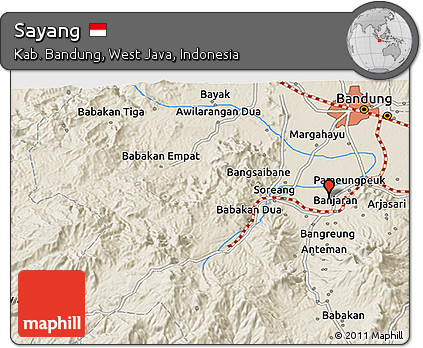 Shaded Relief 3D Map of Sayang