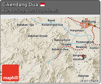 Shaded Relief 3D Map of Cikendang Dua