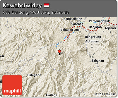 Shaded Relief 3D Map of Kawahciwidey