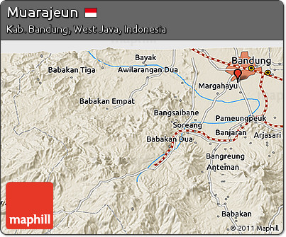 Shaded Relief 3D Map of Muarajeun