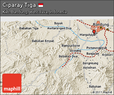 Shaded Relief 3D Map of Ciparay Tiga