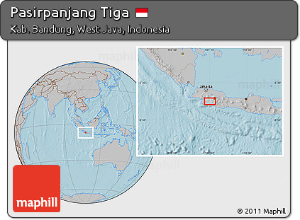 Gray Location Map of Pasirpanjang Tiga, hill shading