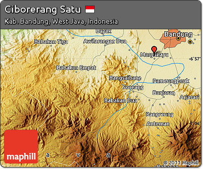 Physical Map of Ciborerang Satu