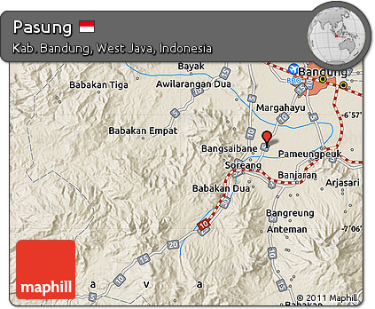 Shaded Relief Map of Pasung
