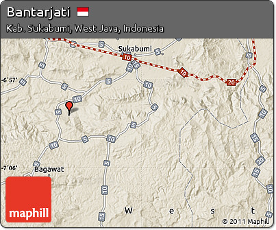 Shaded Relief Map of Bantarjati