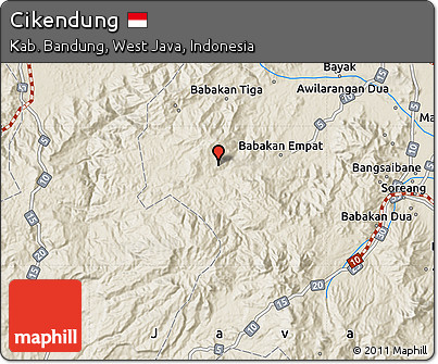 Shaded Relief Map of Cikendung