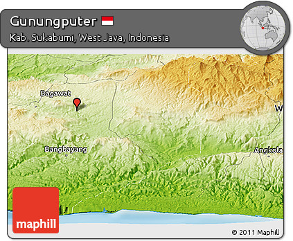 Physical Panoramic Map of Gunungputer