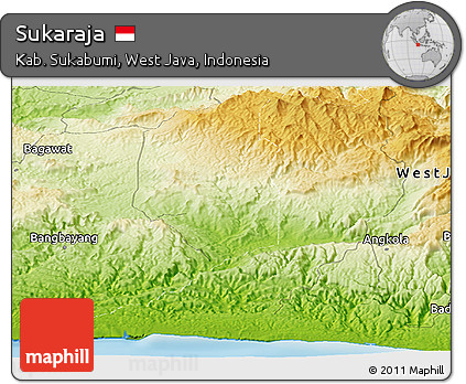 Physical Panoramic Map of Sukaraja