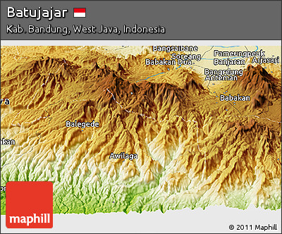 Physical Panoramic Map of Batujajar