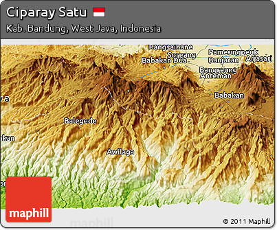 Physical Panoramic Map of Ciparay Satu