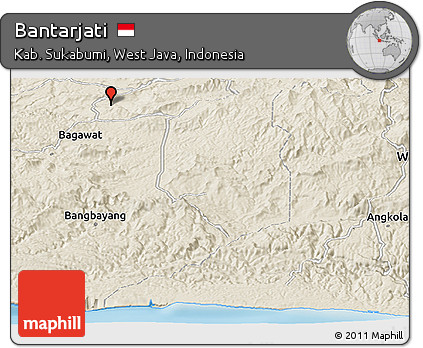Shaded Relief Panoramic Map of Bantarjati
