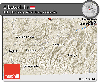 Shaded Relief Panoramic Map of Cibatu-hilir