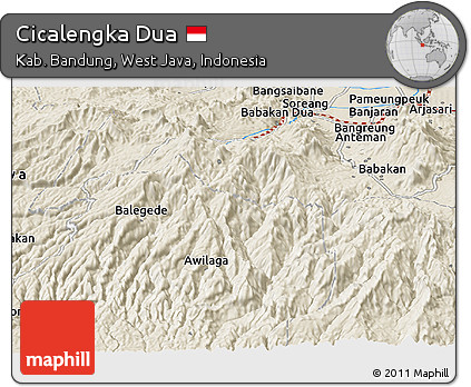 Shaded Relief Panoramic Map of Cicalengka Dua
