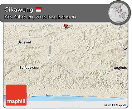 Shaded Relief Panoramic Map of Cikawung