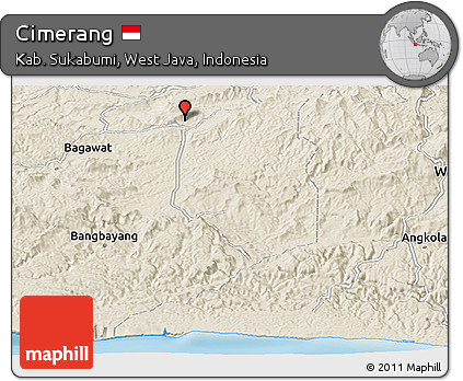 Shaded Relief Panoramic Map of Cimerang