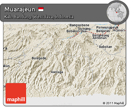 Shaded Relief Panoramic Map of Muarajeun