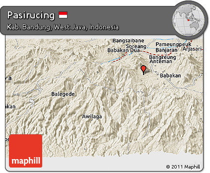 Shaded Relief Panoramic Map of Pasirucing