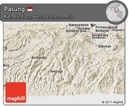 Shaded Relief Panoramic Map of Pasung
