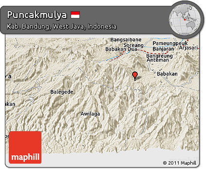 Shaded Relief Panoramic Map of Puncakmulya