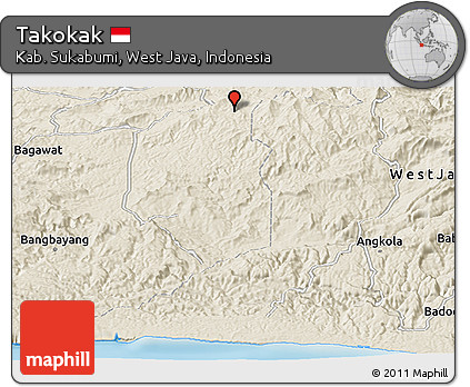 Shaded Relief Panoramic Map of Takokak