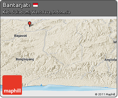 Shaded Relief Panoramic Map of Bantarjati