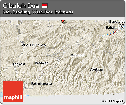 Shaded Relief Panoramic Map of Cibuluh Dua
