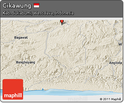 Shaded Relief Panoramic Map of Cikawung
