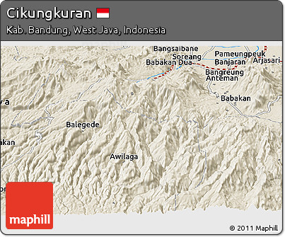 Shaded Relief Panoramic Map of Cikungkuran