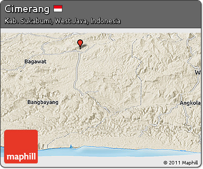 Shaded Relief Panoramic Map of Cimerang