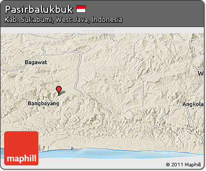 Shaded Relief Panoramic Map of Pasirbalukbuk