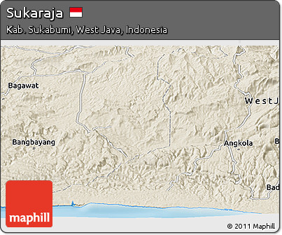 Shaded Relief Panoramic Map of Sukaraja