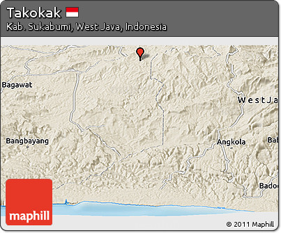 Shaded Relief Panoramic Map of Takokak
