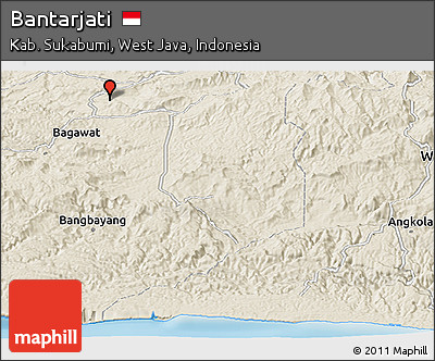 Shaded Relief Panoramic Map of Bantarjati