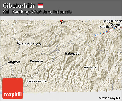 Shaded Relief Panoramic Map of Cibatu-hilir