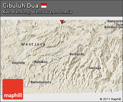 Shaded Relief Panoramic Map of Cibuluh Dua