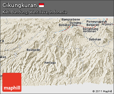 Shaded Relief Panoramic Map of Cikungkuran