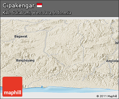 Shaded Relief Panoramic Map of Cipakengar